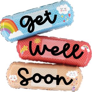 Πολύχρωμο μπαλόνι για περαστικά Get Well Soon σε σχήμα τσιρότων για παράδοση σε νοσοκομεία των Ιωαννίνων από το Fresh Garden