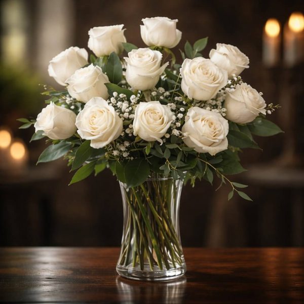 Sympathy bouquet with white roses delivered in Ioannina – Fresh Garden