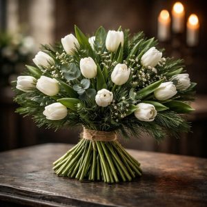 White tulip sympathy bouquet delivered in Ioannina – Fresh Garden